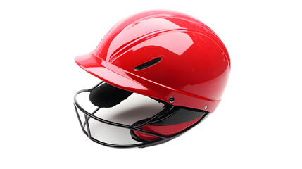 Fototapeta premium Red Safety Helmet for Sports Use with Glossy Finish and Visor