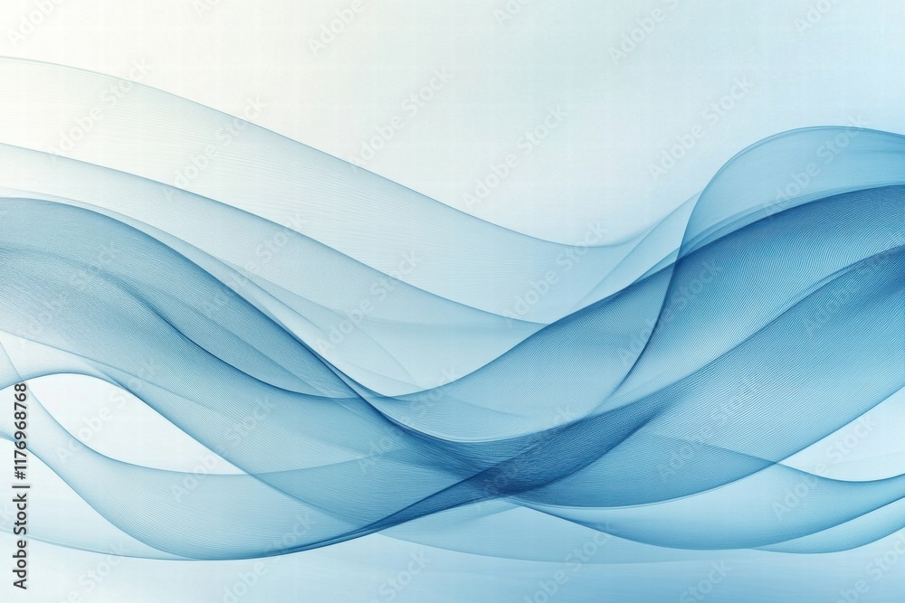 Poster Intricate and serene abstract representations of ocean wave patterns in soft blue hues. Generative AI