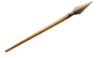 Traditional Wooden Spear with Sharp Metal Tip for Hunting and Crafts