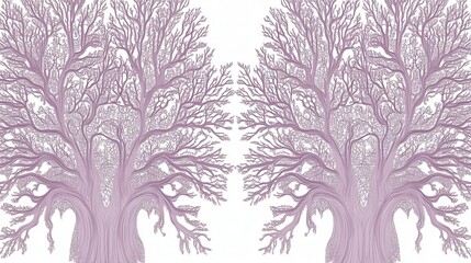 Obraz premium Intricate Purple Tree Design with Delicate Branches - A Sophisticated Botanical Illustration