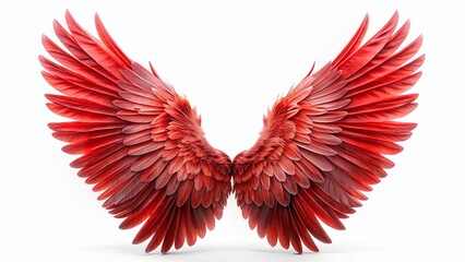 Obraz premium Red Wings on White: Freedom, Flight, and Liberation Stock Photo