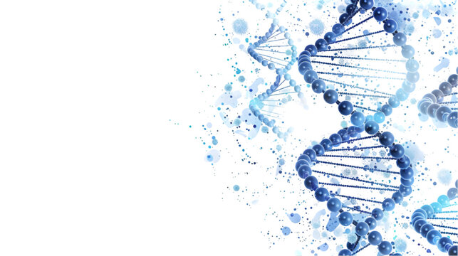 DNA biotechnology science background vector in blue futuristic style with blank space isolated on a transparent background