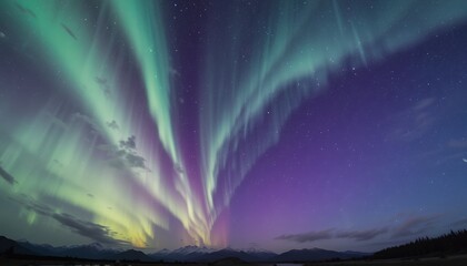 Majestic Aurora Borealis over Mountains and Stars