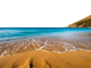 beach, sea and cliffs on transparent background