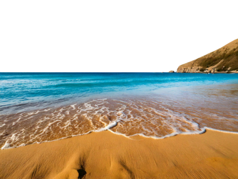 beach, sea and cliffs on transparent background