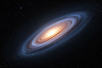 Fototapeta premium Bright galaxy illustration with glowing core and spiral arms in deep space.