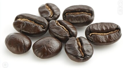 Obraz premium Top view of Coffee beans Coffee beans isolated on white background