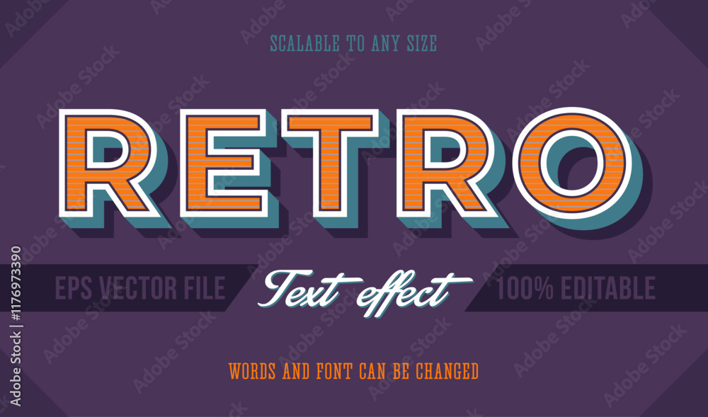 Fototapete colorful editable retro font and text effect 80s, 90s. editable text effect in retro style. vector i