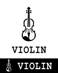 Elegant violin logo design showcasing a minimalist black outline © Yayagisawa