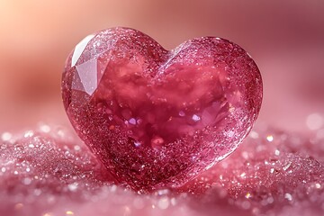 Fototapeta premium Pink Heart Shaped Object on a Pink Surface Happy Valentines Day