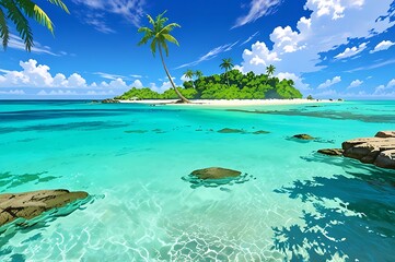 A beautiful tropical beach and sea with nature landscape in daylight or sunset time