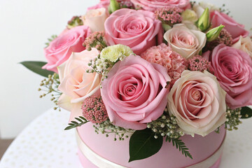 Obraz premium Pink roses bouquet