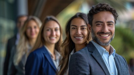 Portrait of a group of business people standing together in an office