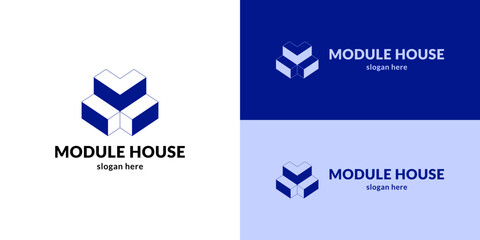 Innovative module house logo. Vector illustration.
