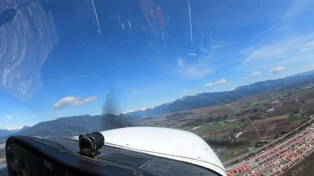 Takeoff From the Airfield on a Sunny Day, Pilot POV Timelape