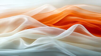 Obraz premium Elegant Draped Fabric Sheer Ombre Texture Soft Peach White Orange Colors