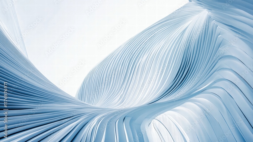 Fototapete Curved lines create an abstract interpretation of wind motion in a serene environment. Generative AI
