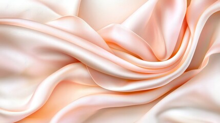 Obraz premium Luxurious Peach Satin Fabric Draped Texture Elegant Smooth Silk Waves Background