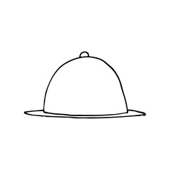 dish covered with a round lid in profile - hand drawn line sketch