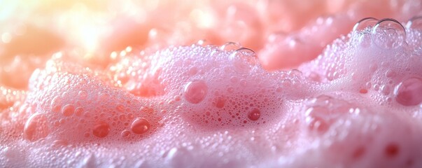 Fototapeta premium Pink foam bubbles creating soft and shiny surface