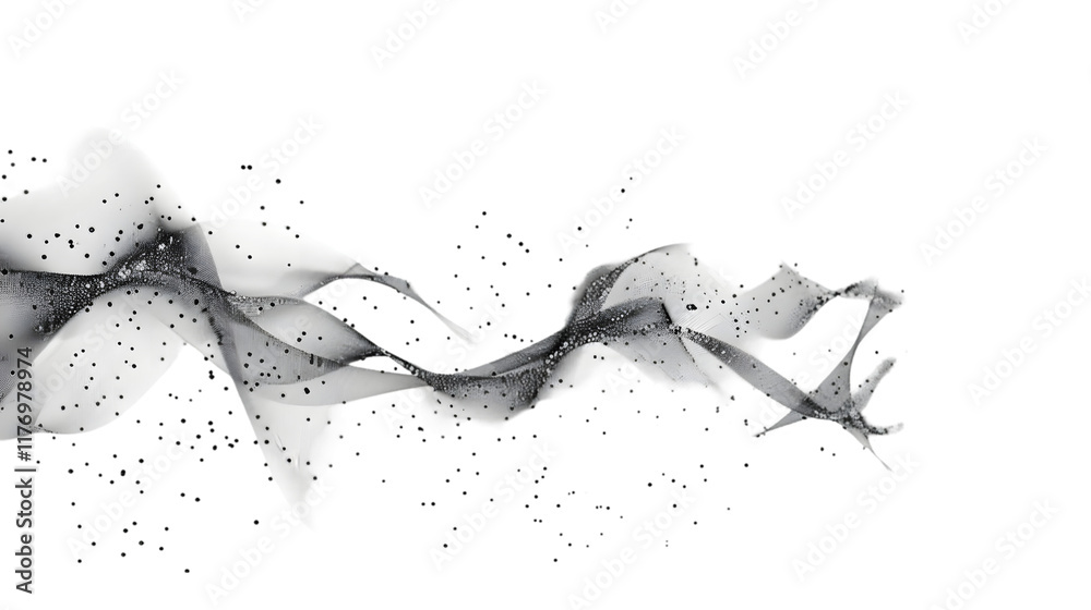 Aufkleber futuristic moving white wave. digital background with moving particles and lines. big data visualiza