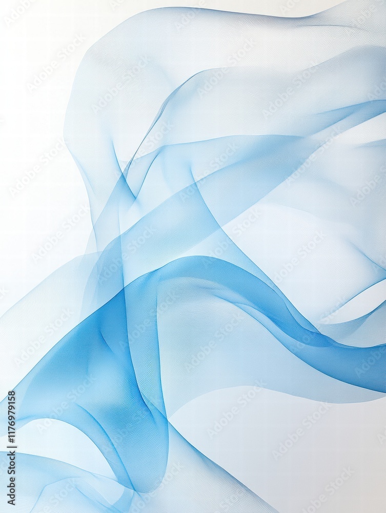 Poster abstract wind lines dance gracefully across a soft background in blue tones. generative ai
