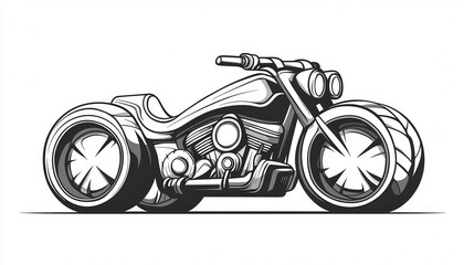 Fototapeta premium Monochrome vector illustration of a powerful custom chopper motorcycle. Ideal for biker club logos apparel designs or posters.