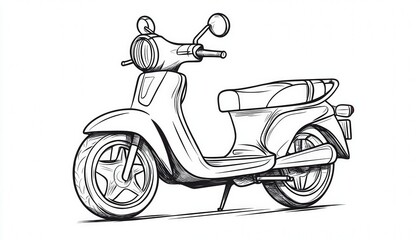 Obraz premium A hand-drawn sketch of a classic scooter. Ideal for travel, leisure, and vintage-themed designs. Perfect for websites, posters, and apparel.