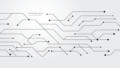 Abstract Technology Circuit Lines on White Background