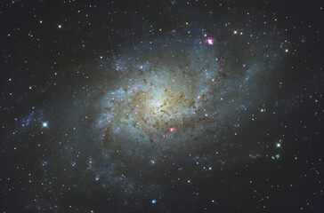 Triangulum galaxy or also called Messier 33 in the Triangulum constellation, taken with amateur telescope.