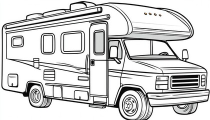 A classic RV perfect for coloring pages travel brochures or camping-themed designs. Customize it with various colors and patterns to create unique and eye-catching visuals.