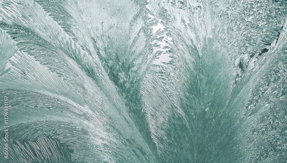 Poster abstract icy texture with frost like crystalline patterns in teal and white tones, perfect for winte