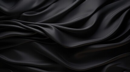 Fototapeta premium Elegant Black Silk Cloth Textile With Smooth Flowing Drapery and Soft Texture Ideal for Fashion and Background Applications