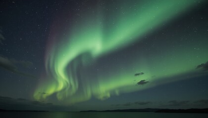 Aurora Borealis  Night Sky  Stars  Northern Lights  Green  Lake  Landscape