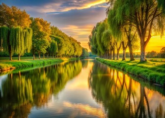 Serene Loire Canal: Peaceful French Countryside Landscape
