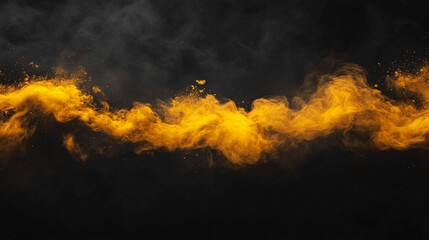 Vibrant yellow smoke swirling against a dark backdrop creating a striking visual contrast