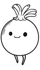 Obraz premium A cute kawaii turnip character with little legs. Ideal for children's books, stickers, or educational materials related to healthy eating and vegetables.