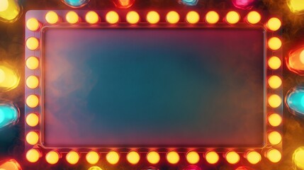 Bright and colorful vintage light frame ideal for retro-themed events and announcements in a lively atmosphere