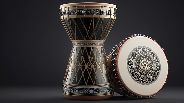 Stylized darbuka vector featuring authentic patterns and textures, showcasing the beauty of this iconic Middle Eastern percussion instrument.