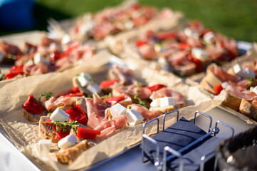 canape with cheese and olives
