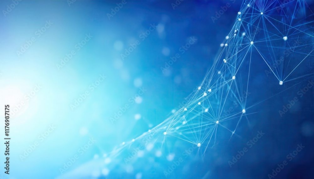 Poster abstract digital network connections with blue gradient background depicting futuristic data flow, i