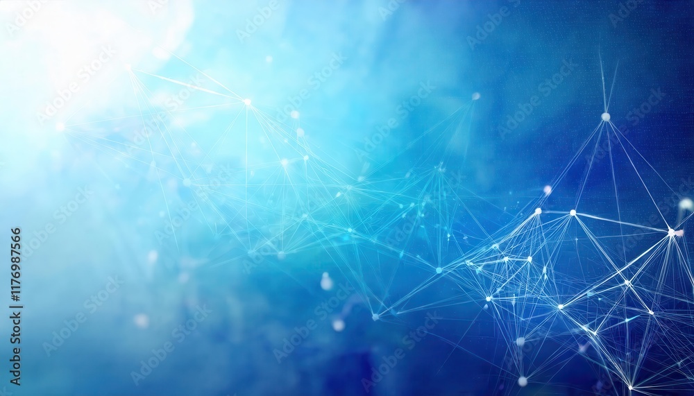 Poster abstract digital network connections with blue gradient background depicting futuristic data flow, i