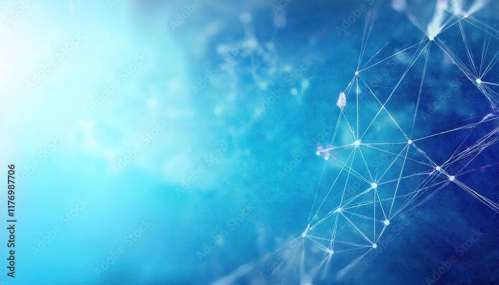 Aufkleber Abstract Digital Network Connections with Blue Gradient Background Depicting Futuristic Data Flow, Innovation, and Communication