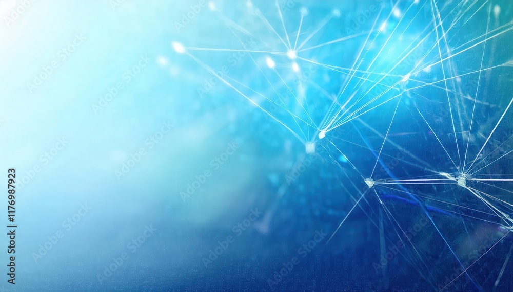 Poster abstract digital network connections with blue gradient background depicting futuristic data flow, i