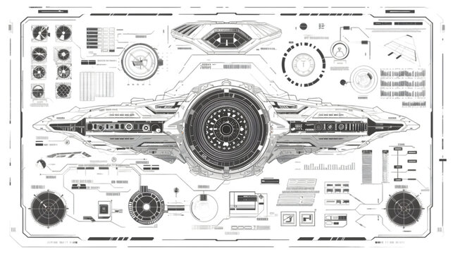 HUD sci-fi interface screen view black line geometric on white design virtual reality futuristic technology creative display vector isolated on a transparent background