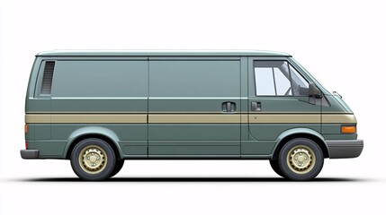 Classic retro van parked on a simple background highlighting its unique design style