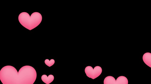 Happy valentine day congratulation with red 3d heart shapes flying with black background