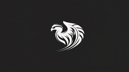 Naklejka premium A refined black-and-white vector logo featuring an elegantly crafted bird, symbolizing freedom, grace, and exclusivity. Generative AI