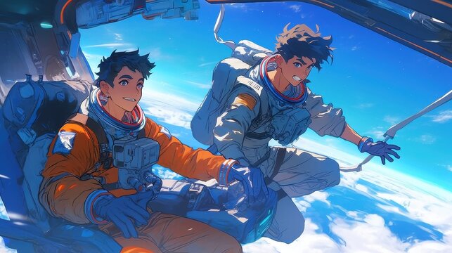 Anime heroes protect the Karman line, symbolizing a transformative era where health and security reach beyond Earth into the vastness of space