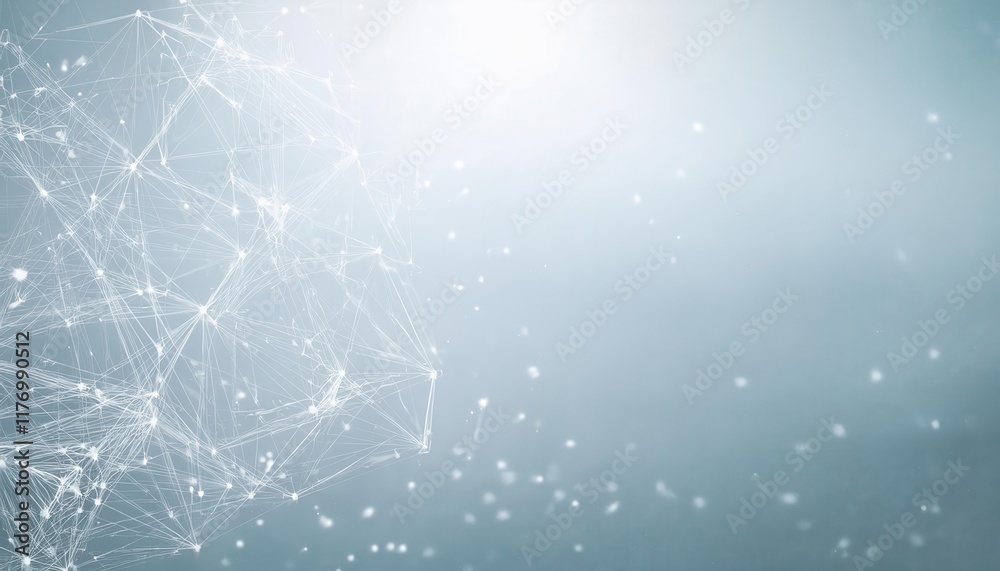 Aufkleber Futuristic digital network background with interconnected nodes and lines in abstract blue space, symbolizing connectivity and data flow